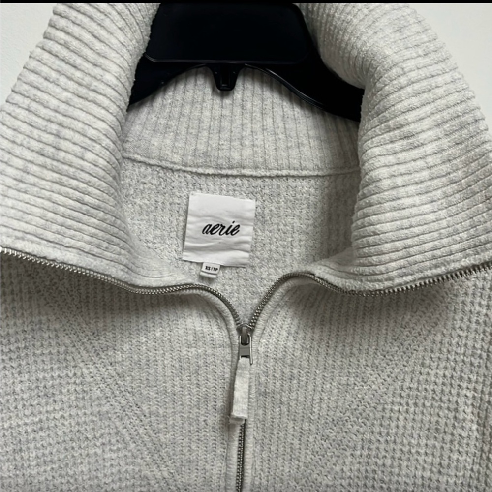 Quarter zip waffle knot sweater